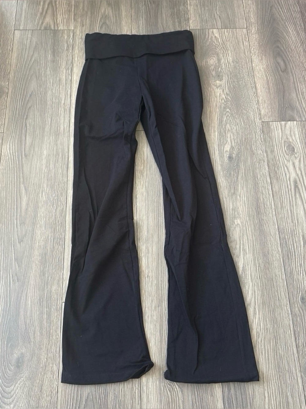 VS PINK Black Flare Foldover Yoga Pants